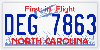 NC license plate DEG7863