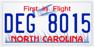 NC license plate DEG8015