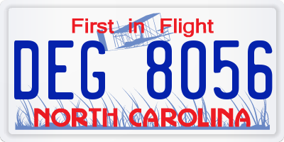 NC license plate DEG8056