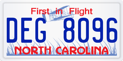 NC license plate DEG8096