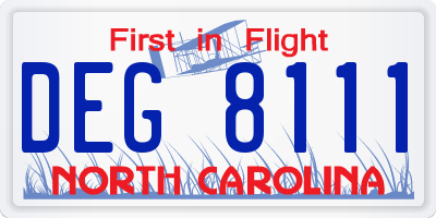 NC license plate DEG8111