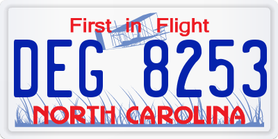 NC license plate DEG8253