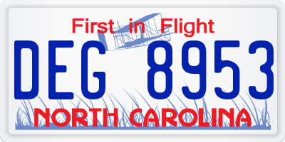 NC license plate DEG8953