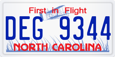 NC license plate DEG9344