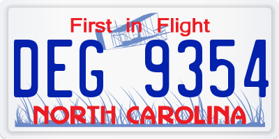 NC license plate DEG9354