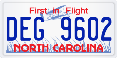 NC license plate DEG9602