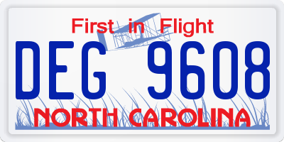 NC license plate DEG9608