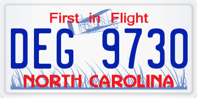 NC license plate DEG9730
