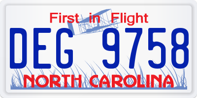 NC license plate DEG9758