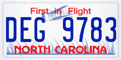 NC license plate DEG9783