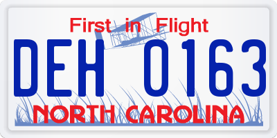 NC license plate DEH0163