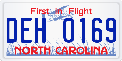 NC license plate DEH0169