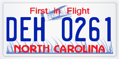 NC license plate DEH0261