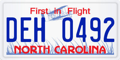 NC license plate DEH0492