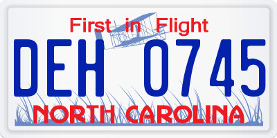NC license plate DEH0745