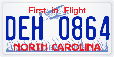 NC license plate DEH0864
