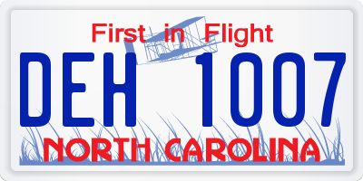 NC license plate DEH1007