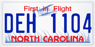 NC license plate DEH1104