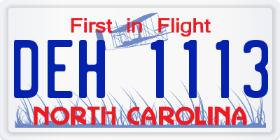 NC license plate DEH1113