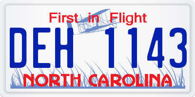 NC license plate DEH1143