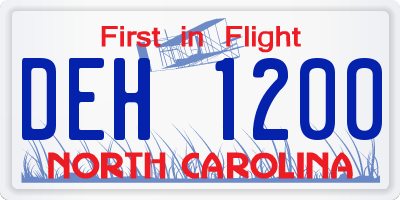 NC license plate DEH1200