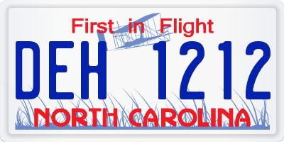 NC license plate DEH1212