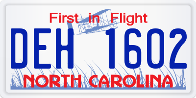 NC license plate DEH1602