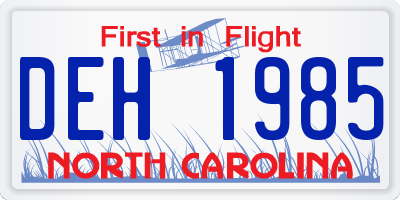 NC license plate DEH1985