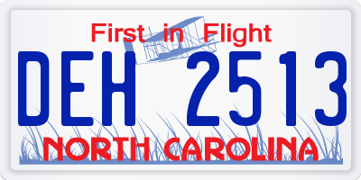 NC license plate DEH2513