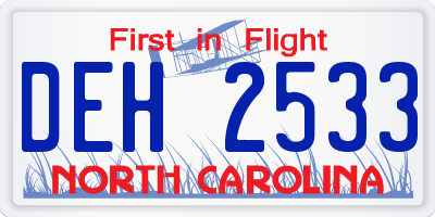 NC license plate DEH2533