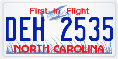 NC license plate DEH2535