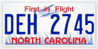 NC license plate DEH2745