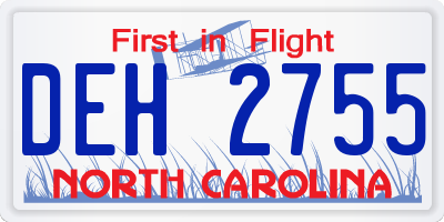 NC license plate DEH2755