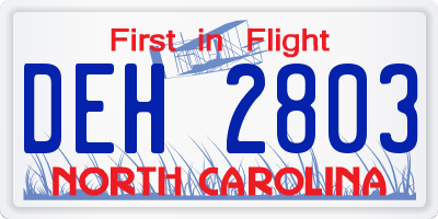 NC license plate DEH2803