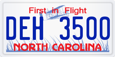 NC license plate DEH3500