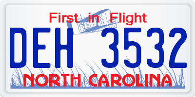 NC license plate DEH3532