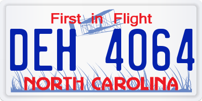 NC license plate DEH4064
