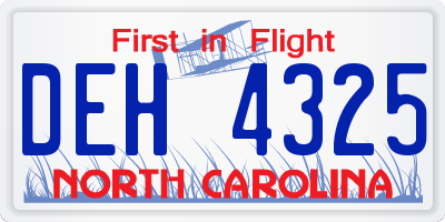NC license plate DEH4325