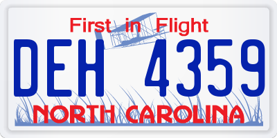 NC license plate DEH4359