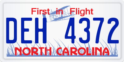 NC license plate DEH4372