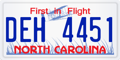 NC license plate DEH4451