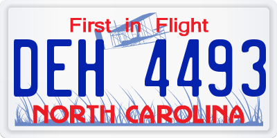NC license plate DEH4493