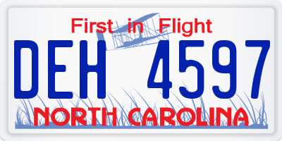 NC license plate DEH4597