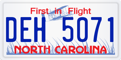 NC license plate DEH5071