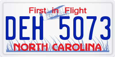 NC license plate DEH5073