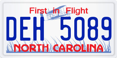 NC license plate DEH5089