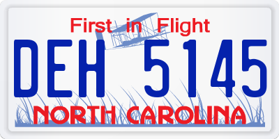 NC license plate DEH5145