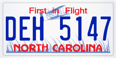 NC license plate DEH5147