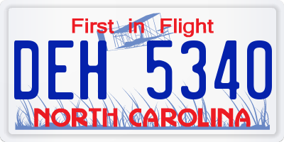 NC license plate DEH5340