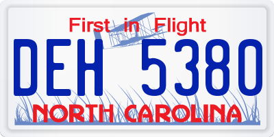 NC license plate DEH5380